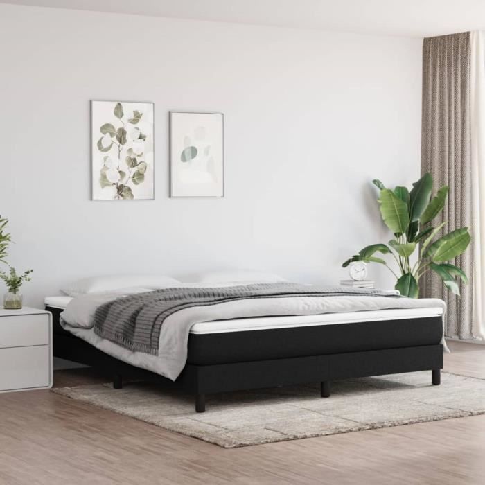 Sommier à ressorts de lit - ZERODIS - Noir 160x200 cm - Tapissier - Pieds inclus