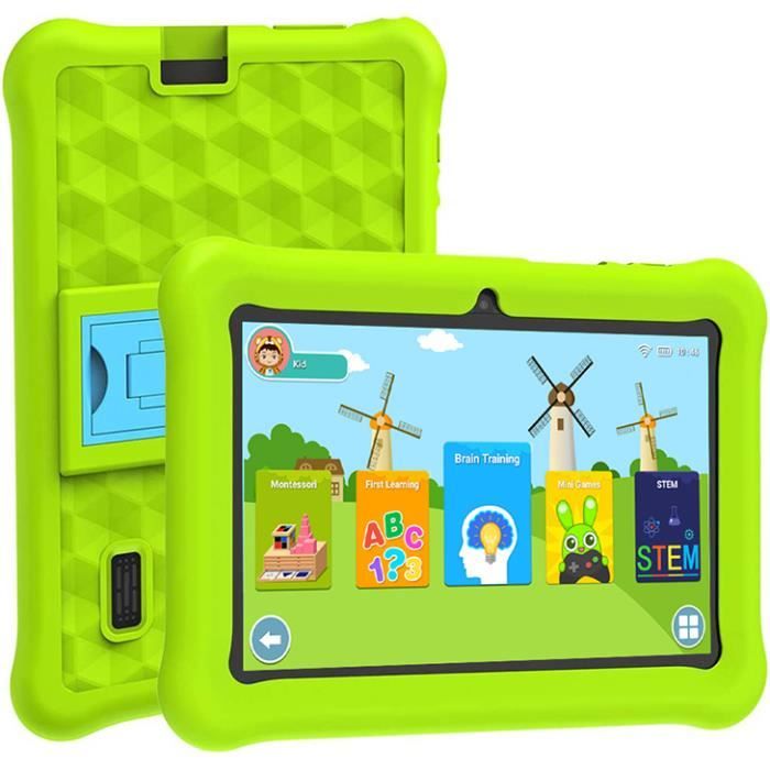 C idea Tablette pour Enfants de 7 Pouces, Tablette Android 12 avec étui 32  Go HD Double caméra WiFi Tablette pour Enfants pour Les Tout-Petits garçons