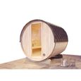 Sauna tonneau Finntherm Mini S - Épicéa nordique - 4 personnes - 2 bancs en bois inclus-1