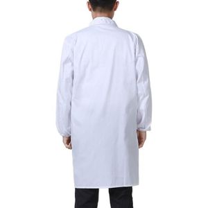 Blouse Blanche De Laboratoire En Coton - Manches Longues, Poches, Pour Professionnels Et étudiants