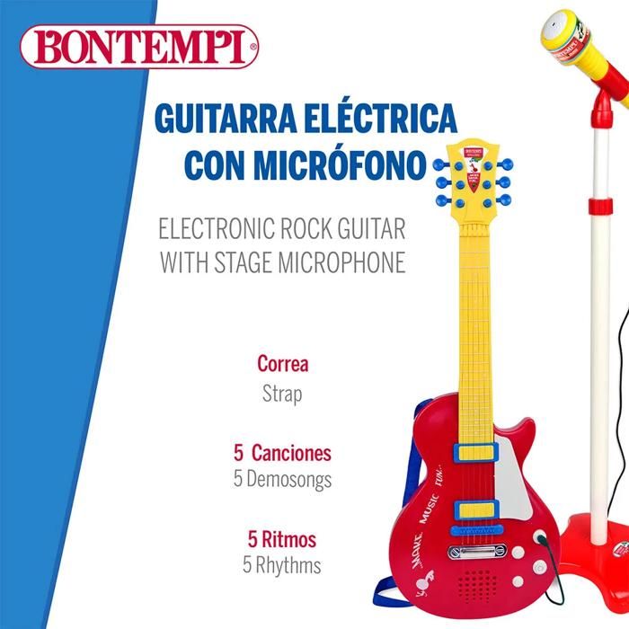 Guitare électrique pour enfants avec mélodies, lumières et sangle Guitare électrique pour enfants avec mélodies, lumières et sangle