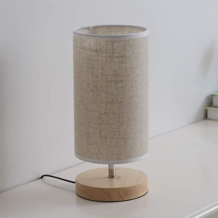 2 Abat-jour Ronds En Lin Beige - Pour Lampe De Bureau & Chevet - Style Rustique - DOITOOL