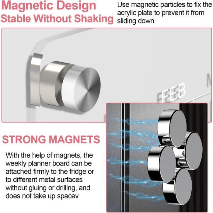 Calendrier Magnetique Frigo, Weekly Planner Magnetique Frigo 40 x