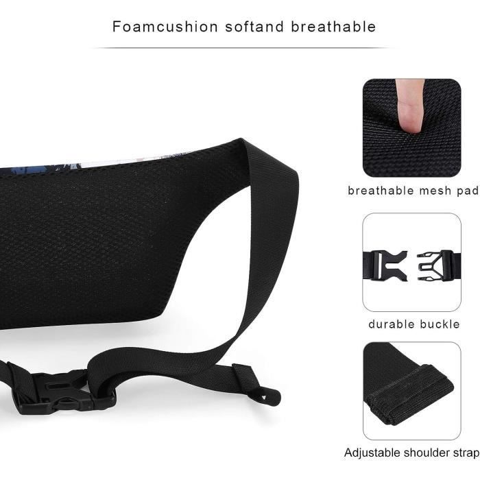 Sac Banane Homme Femme, Sacoche de Ceinture Multicouche Lmperméable en