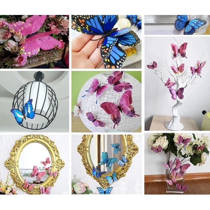 3 Papillons Artificiels Géants 50cm (20 Pouces) En Gaze Irisée - Décoration Murale Ou Mariage, Design 3D Réaliste
