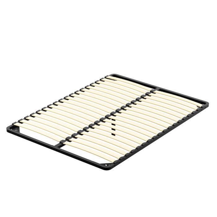 Sommier 140x190 Cm Déhoussable Blanc Avec Pieds 20 Cm Et 2x13 Lattes Tissu Pvc Et Mousse 100% Pu