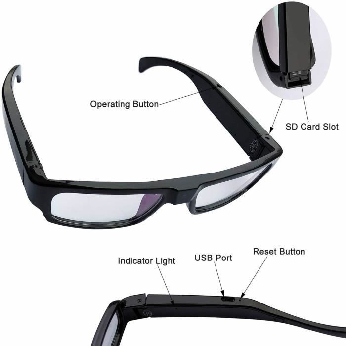 Lunettes Full HD Caméra espion INVISIBLE