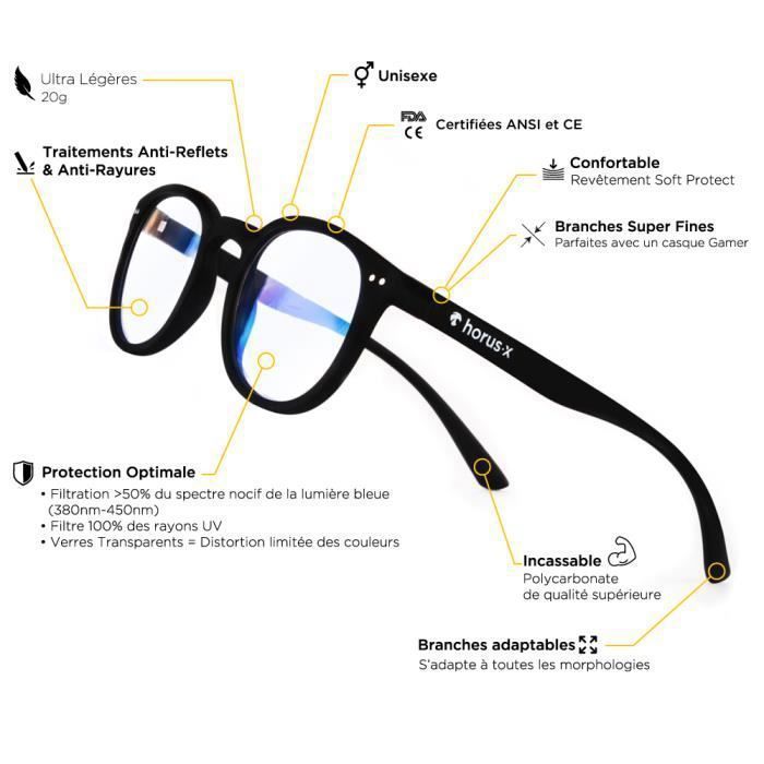 Horus X • Lunettes Conduite De Nuit et Surlunettes De Nuit Homme et Femme -  Verres Anti Reflets - Lunette Anti Eblouissements - Sécurité au volant -  Fatigue Oculaire Nocturne : : Auto et Moto