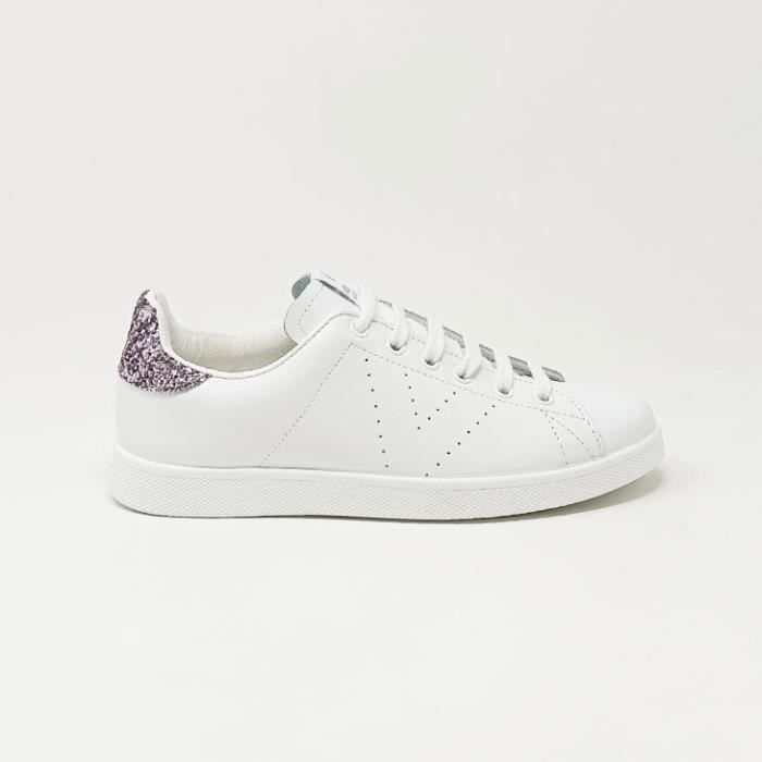 Basket Victoria Blanc Glitter Rose CS Femme Lacets Textile Blanc Cdiscount Chaussures