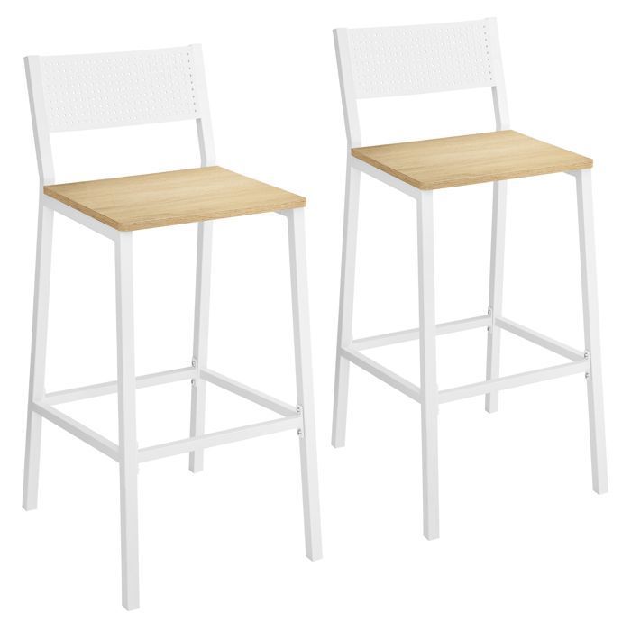 VASAGLE Lot De 2 Tabourets De Bar Style Industriel Marron Rustique Et Noir - Hauteur 65cm