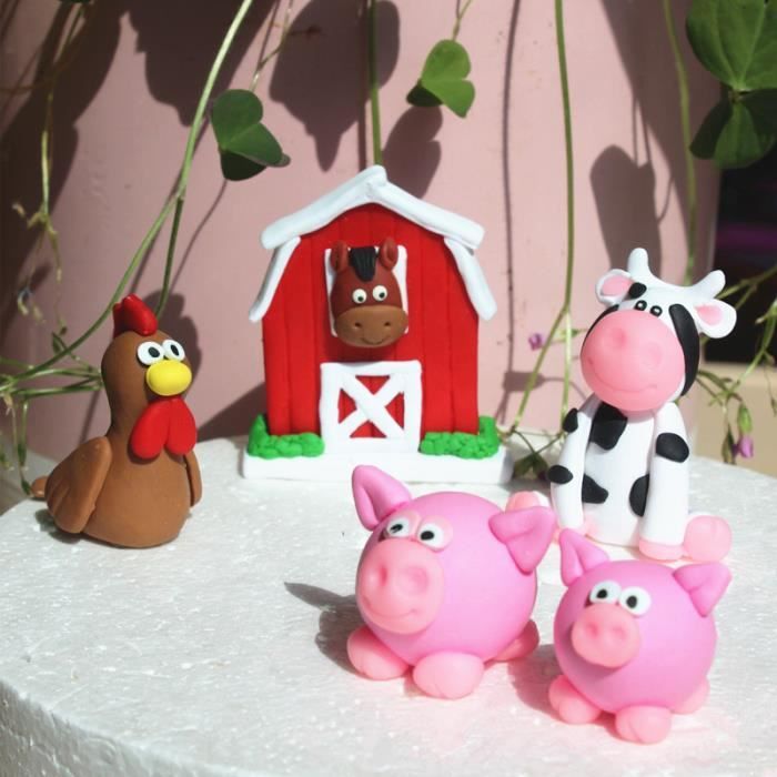 FIGURINE DECOR DE GATEAU,Mushroom-a--Décoration de gâteau maison rouge  cochon vache animaux, ornements de cuisson pour ferme pour en - Cdiscount  Maison