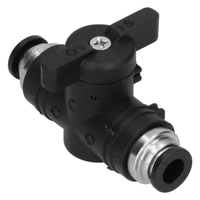 Vanne à Bille Pneumatique 6mm - Raccord Push-to-Connect | 2 Pièces | Pour Tubes PU/Nylon/PE | 0-8 Bars