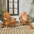 Lot de 2 fauteuils de jardin en bois - Adirondack Salamanca- Eucalyptus . chaises de terrasse rétro. sièges de plage -2