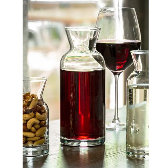 Lot De 6 Carafes à Vin En Verre 0,5 L Avec Couvercle Noir - Bec Verseur - Calibrées - Pour Eau, Jus, Lait - Fabriqué En Italie - 11