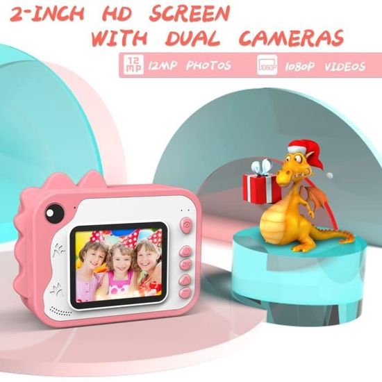 Ukuu Appareil Photo Instantané pour Enfant, 2 Pouces 1080P avec 3