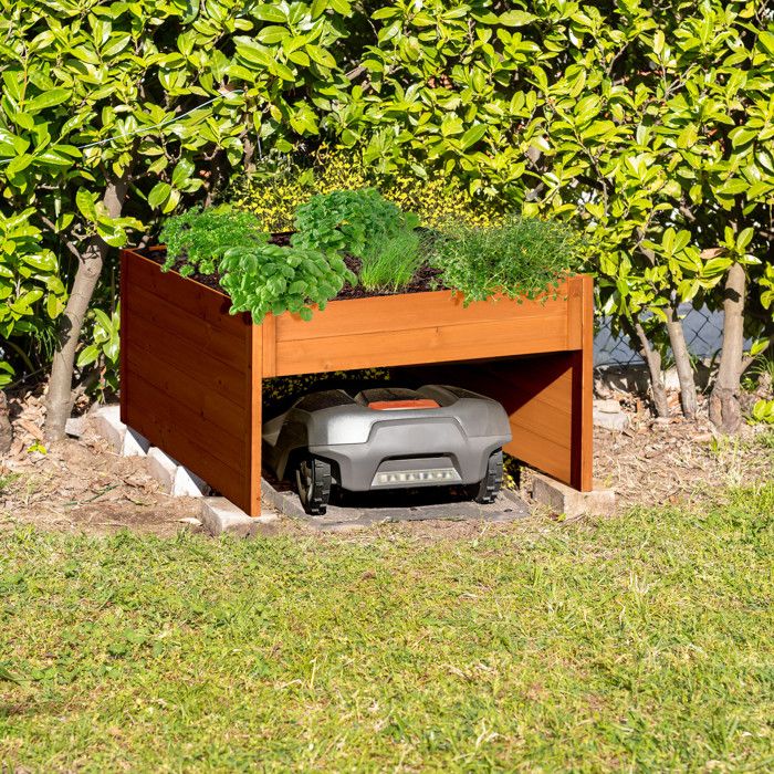 Robotmaaier garage van hout HIER kopen
