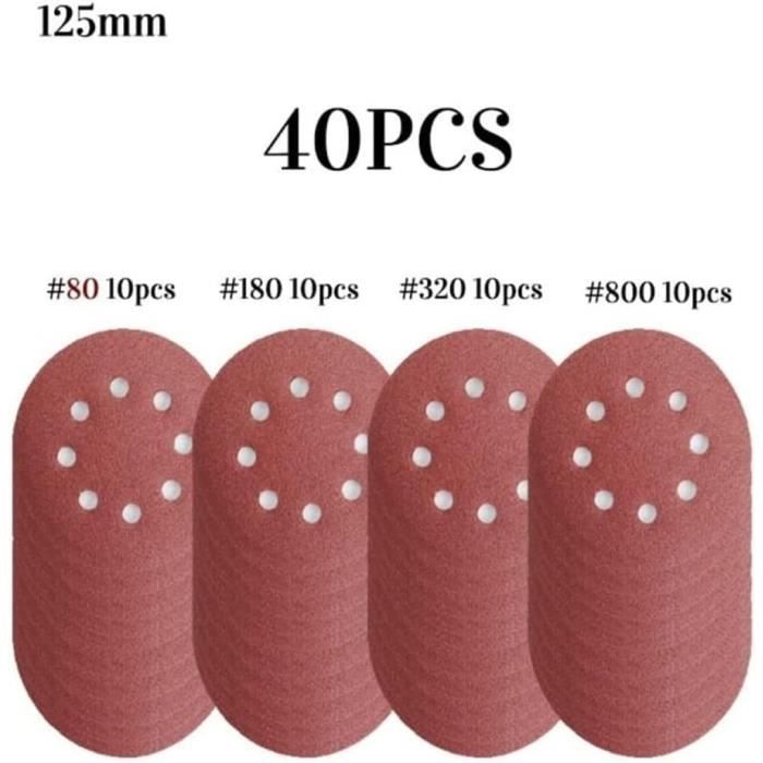 Disques Abrasifs Grain 120 - Lot De 10 - 125mm 8 Trous - Pour Ponceuse Excentrique