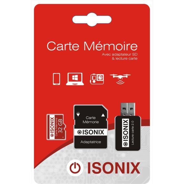 ISONIX Carte Mémoire Micro-sd 128 go Micro SDHC/SDXC + Adaptateur 100% Réel  Class 10 + lecture carte - Cdiscount Appareil Photo