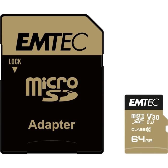 Carte micro SD Emtec UHS I U3 V30 Speedin Pro 128 GO XC
