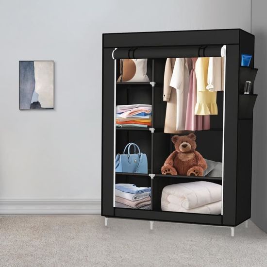 Armoire De Rangement En Tissu Avec Housse - 168x46x173 Cm - Avec Barre Et étagères - Pour Chambre, Dressing