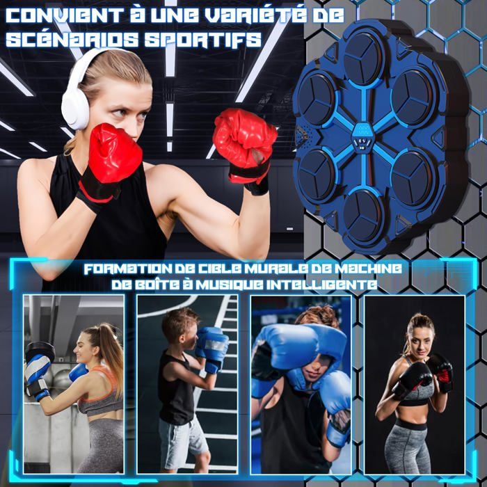 Machine De Boxe Musicale Murale Bluetooth - 9 Modes De Vitesse, Lumière LED, Batterie 2000 MAh