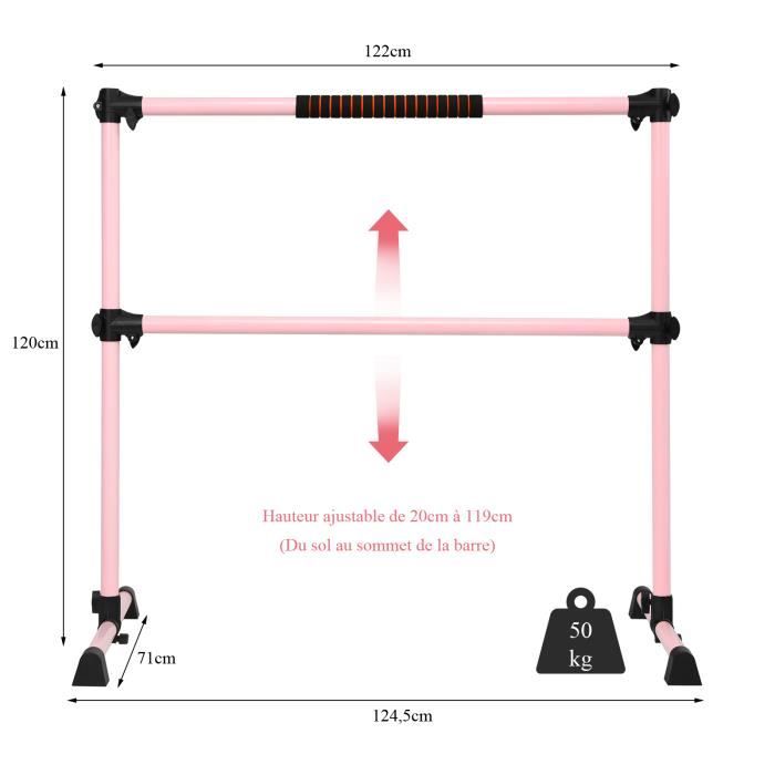 Barre De Danse Classique COSTWAY Autoportante 80kg - Avec Roues Et Supports Poids