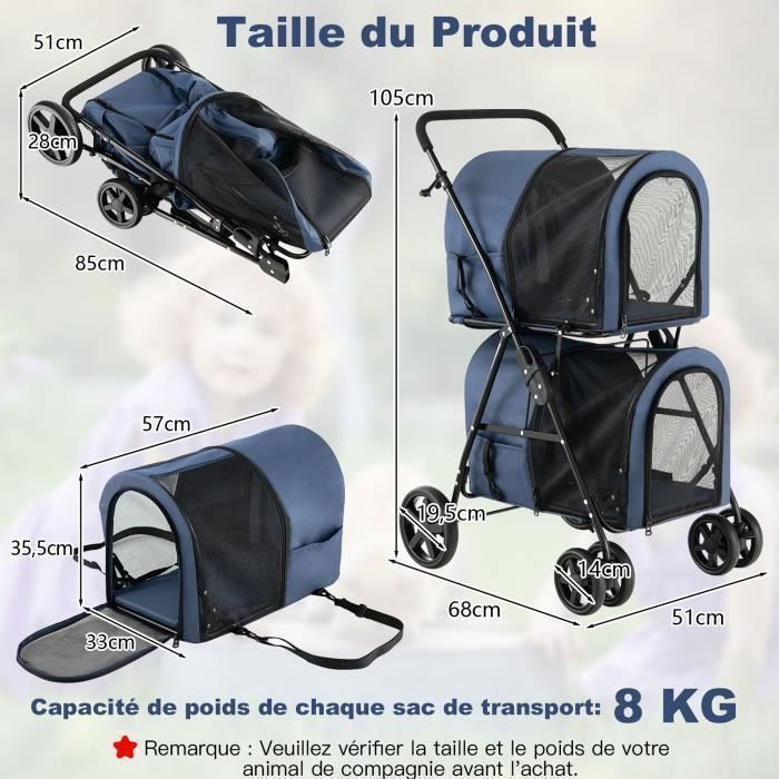 Poussette double detachable store