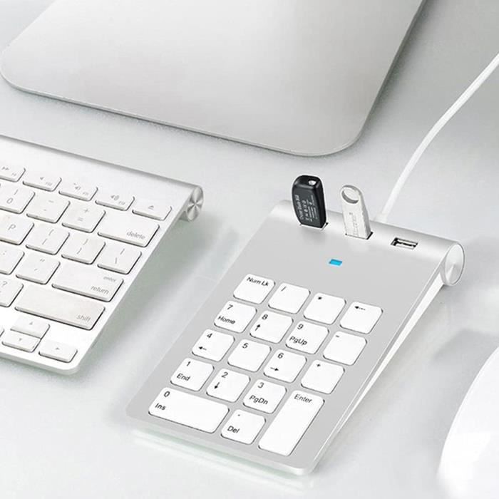 Tiiyee Clavier Numérique 19 Touches USB - Pavé Mini Ergonomique Portable Pour Saisie Données