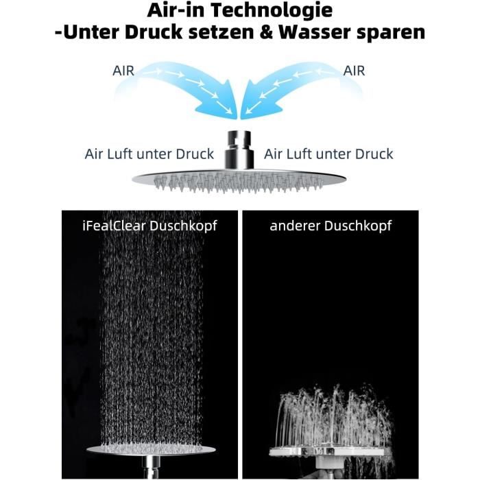 Pomme De Douche Haute Pression 3 Voies AquaSpa - Double (fixe + Manuelle) - Chrome - Garantie à Vie