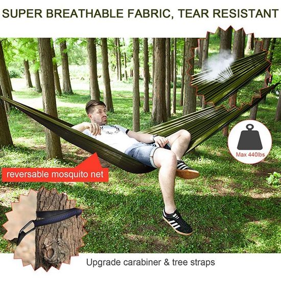 Hamac De Camping NewDoar Avec Moustiquaire Et Bâche - Parachute Nylon, Sangles D'Arbre, Capacité 200 Kg
