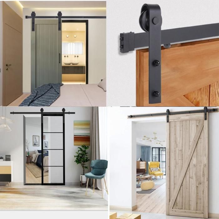 Rail Coulissant Porte Grange - Chariot Acier Pour Porte Coulissante Mur/Plafond