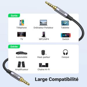 Adaptateur Câble Y Audio 3,5 Mm - Séparateur Casque/micro En 2 Prises Femelles - Pour PC, Ordinateur Portable, Smartphone - Longueur 20 Cm - 11