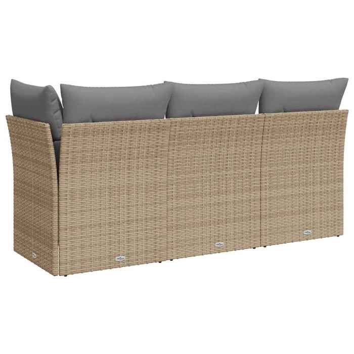 Canapé De Jardin 2 Places En Poly-Rotin - Housse Et Coussins Inclus, Beige