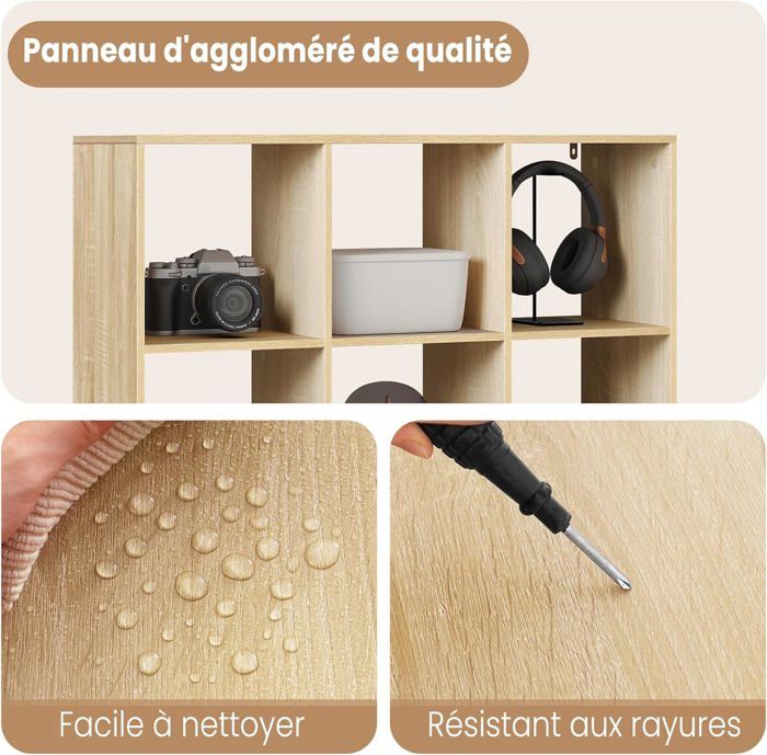WOLTU Bibliothèque, Étagère Cubique avec 9 Compartiments, 94x29,5x93cm WOLTU Bibliothèque, Étagère Cubique avec 9 Compartiments, 94x29,5x93cm
