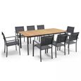 Ensemble table de jardin rectangulaire aluminium/teck et 8 fauteuils-0