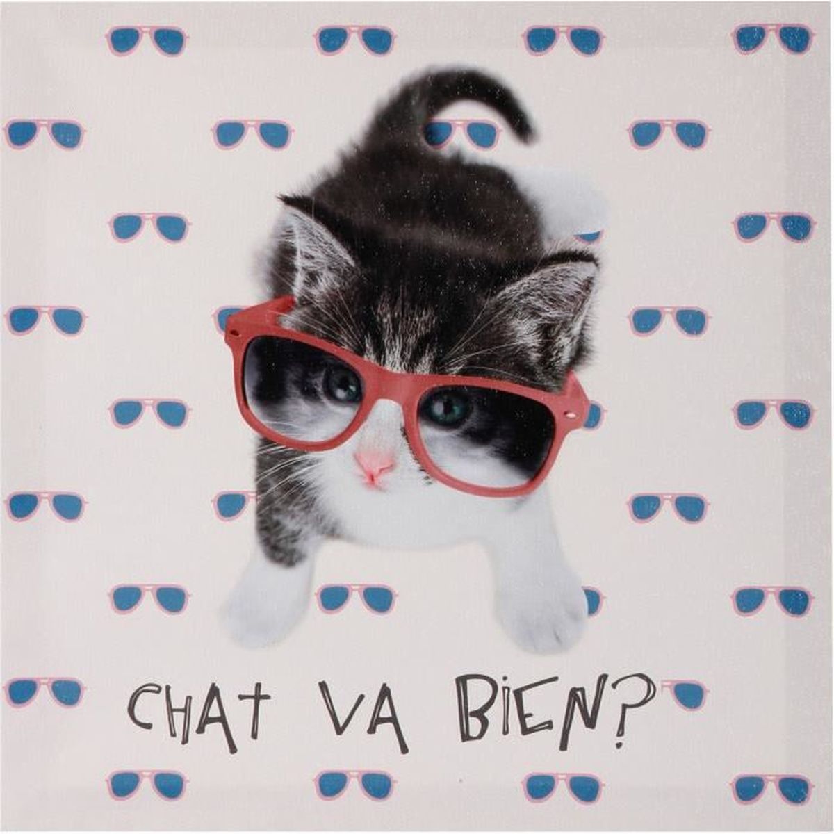 Toile Imprimee Chat 28 X 28 Cm Chat Va Bien Cdiscount Maison