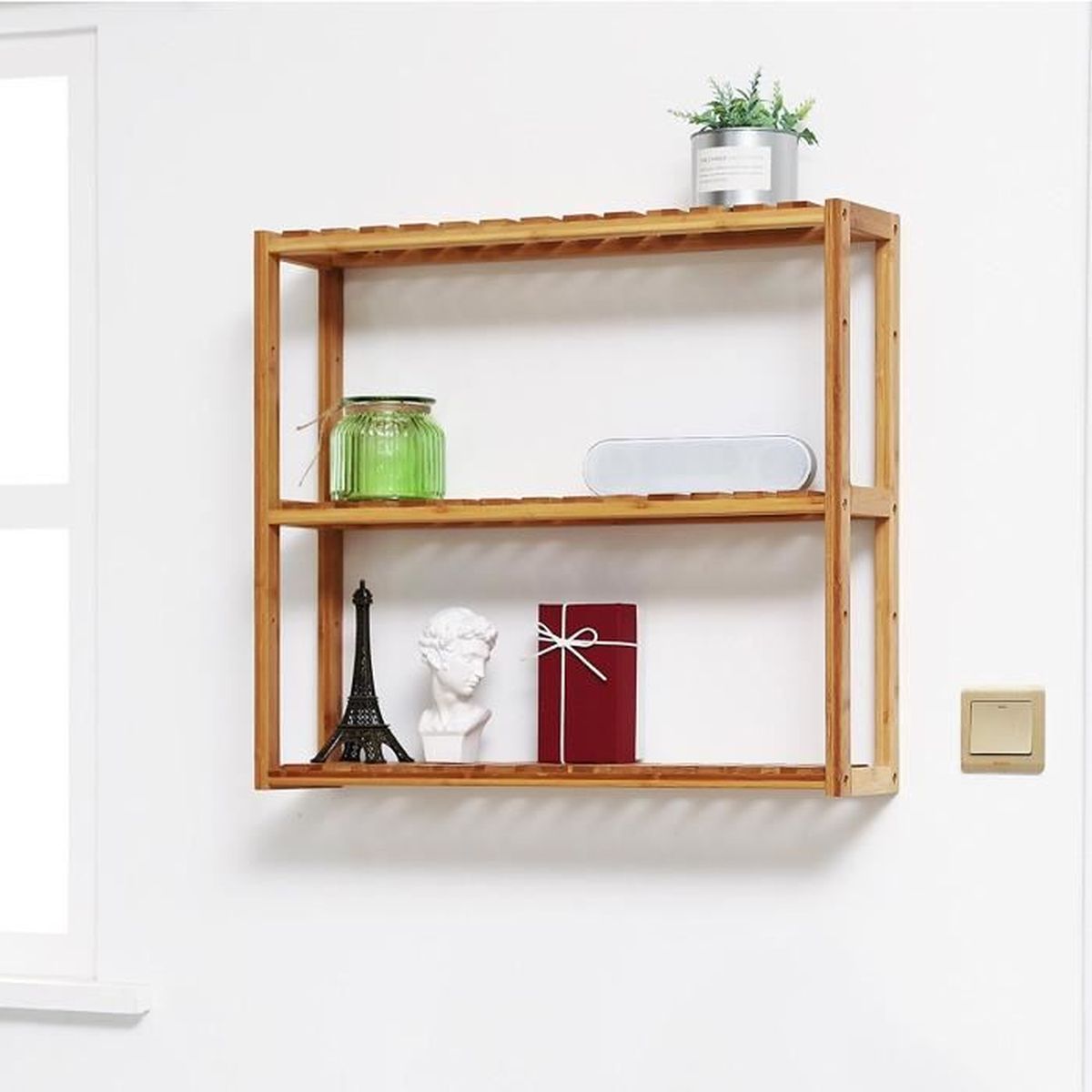Songmics Etagere Murale En Bambou Rangement Salle De Bain 60 X 15