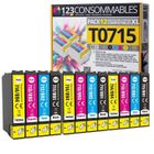123CONSOMMABLES - T0715 - Pack 12 cartouches pour Epson T0715 T0711 T0712 T713 T0714 pour Epson Stylus SX218 SX400 SX510W