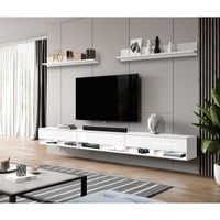 Furnix meuble média 5 pièces alyx 300 lowboard étagère murale blanc/blanc brillant
