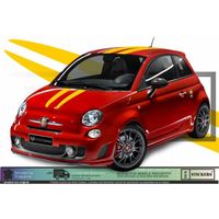 Fiat 500  - JAUNE - Kit complet abarth Capot hayon toit   - Tuning Sticker Autocollant Graphic Decals