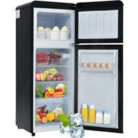 Réfrigérateur Congélateur,Réfrigérateur Combiné Rétro avec Lumière LED,2 Portes,92L,181 kWh-an,-27°C ~13°C,Classe F,Noir
