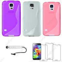 ebestStar pour Samsung Galaxy S5 G900F Lot x3 Coque S line, Violet, Noir, Rose +Mini Stylet 3 Film