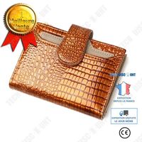 TD® Portefeuille court en cuir à motif crocodile pour dames couche supérieure portefeuille en cuir verni de style coréen