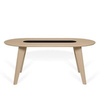 Table à manger - TEMAHOME - LAGO - ovale - placage chêne et blanc - design contemporain