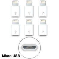 Lot 6 Adaptateurs Lightning iPhone vers câble Micro USB