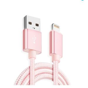 CÂBLE TÉLÉPHONE Cable Lightning pour iPhone XS -iPhone XSMax -iPhone XR  - Nylon Rose 3 Mètres - Yuan Yuan