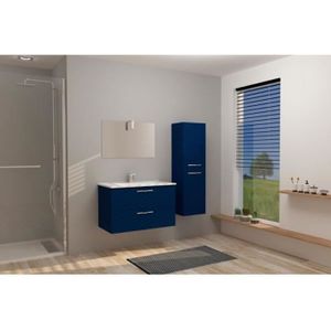 Meuble Salle De Bain Suspendu Bleu Cdiscount Maison