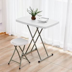 TABLE DE JARDIN  Table Pliante Ajustable - Blanc - HDPE - Acier - Pliable