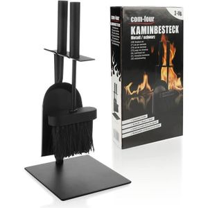 SERVITEUR DE CHEMINÉE COM-FOUR® 3x Pièces Ensemble de cheminée en noir d