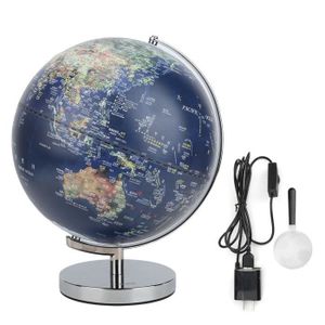 GLOBE TERRESTRE HURRISE Globe de 32 cm Globe tridimensionnel avec fournitures scolaires pour étudiants ornement léger 32cm US Plug 100-240V(Bleu